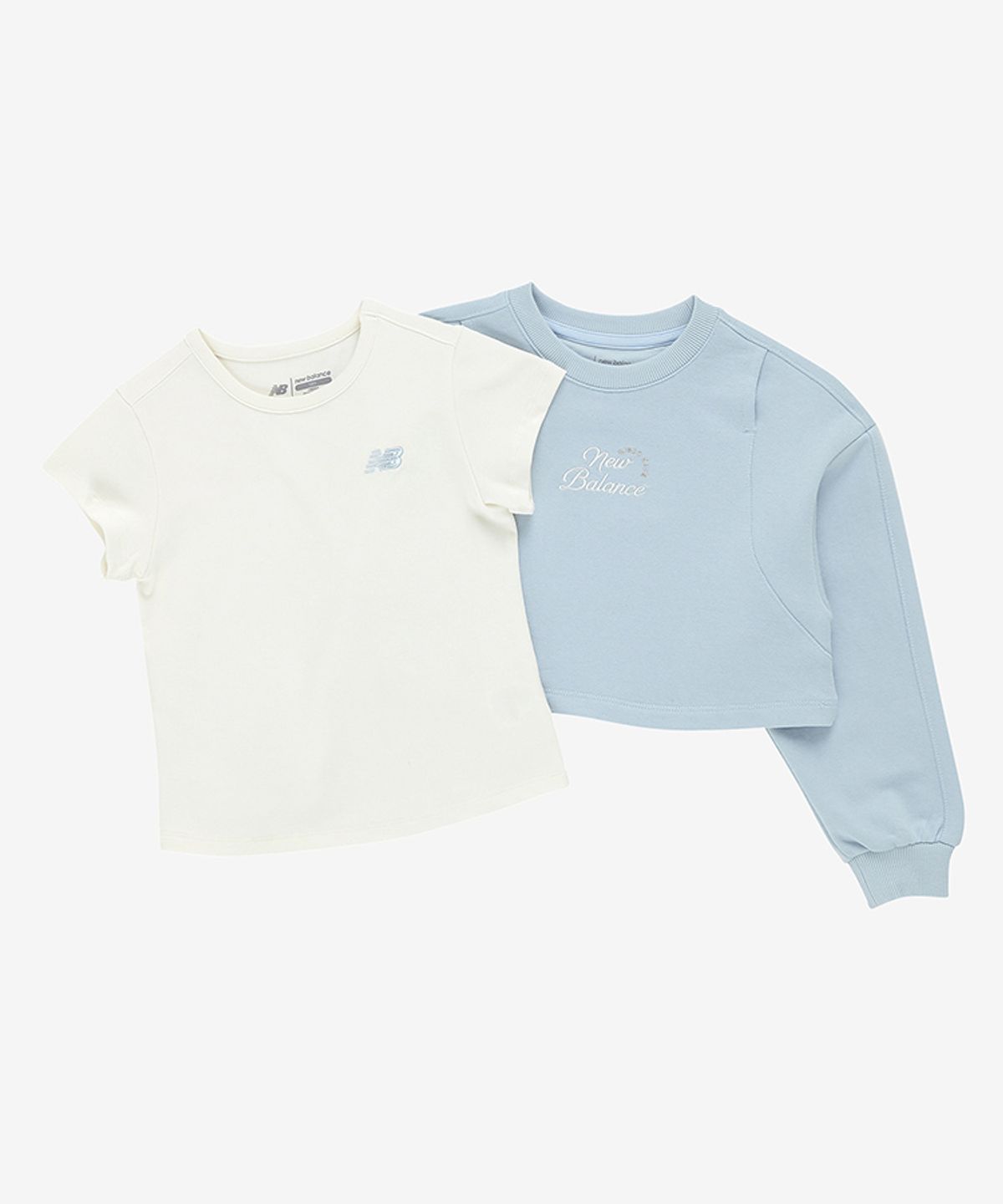 뉴발란스 키즈(NEWBALANCEKIDS) NBSC_레이어드 반팔 + 컷팅 아동 맨투맨 세트 NK9CG1771G51