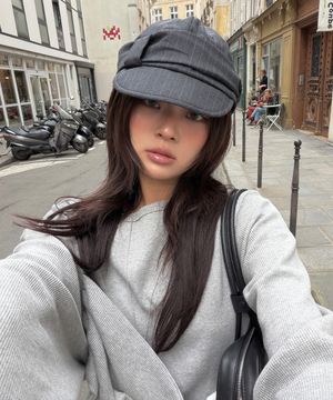 Striped Belted Cap [Charcoal]