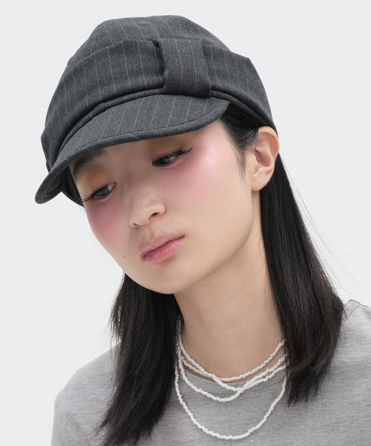 타입서비스(TYPESERVICE) Striped Belted Cap [Charcoal]