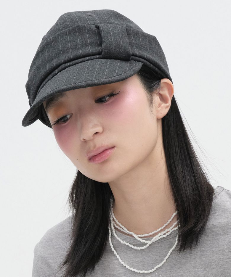 Striped Belted Cap [Charcoal]