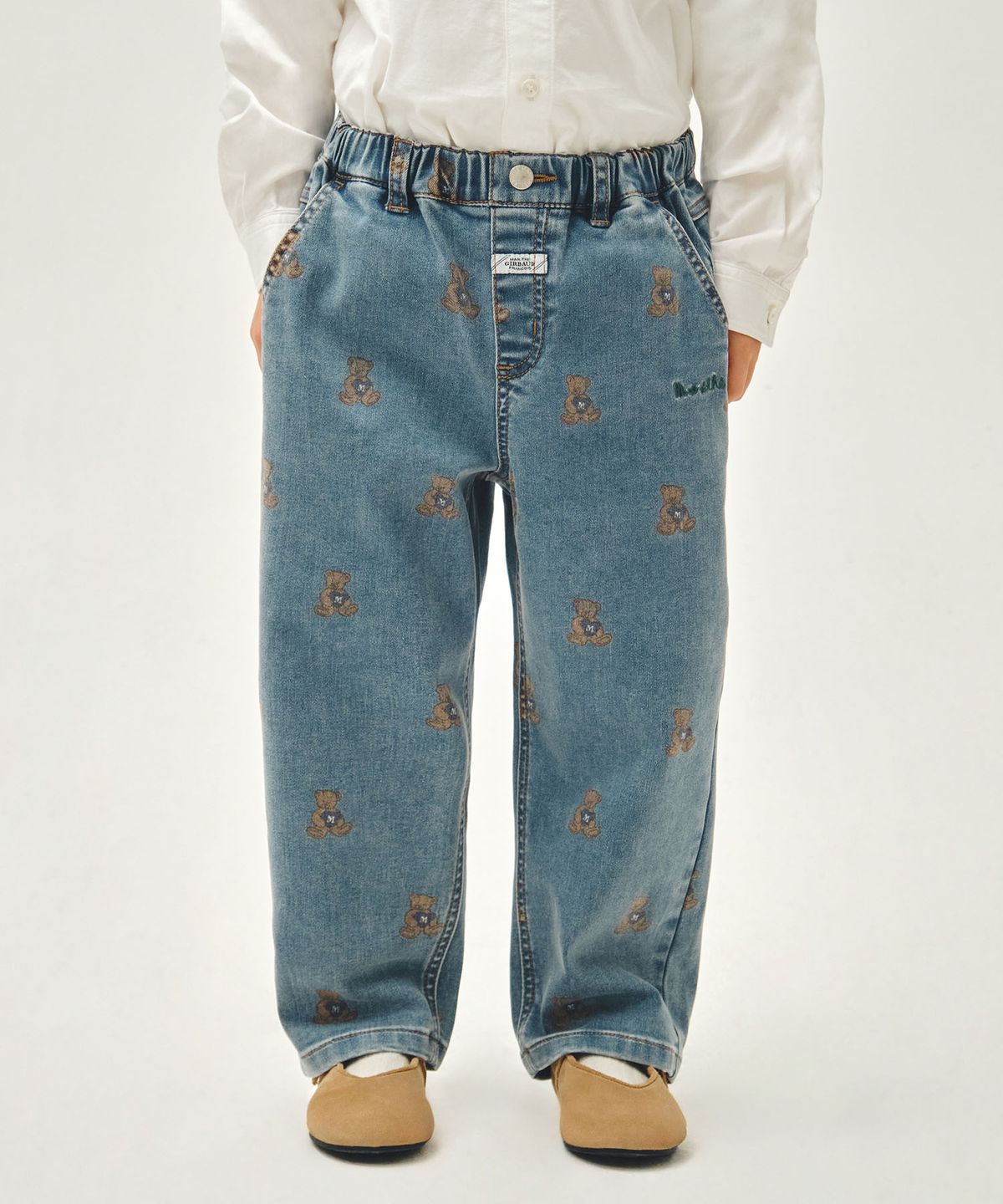 마리떼 키즈(MARITHÉ KIDS) KIDS BEAR PRINTED DENIM PANTS blue