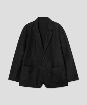 Wool Linen Editor SetUp Jacket  Black