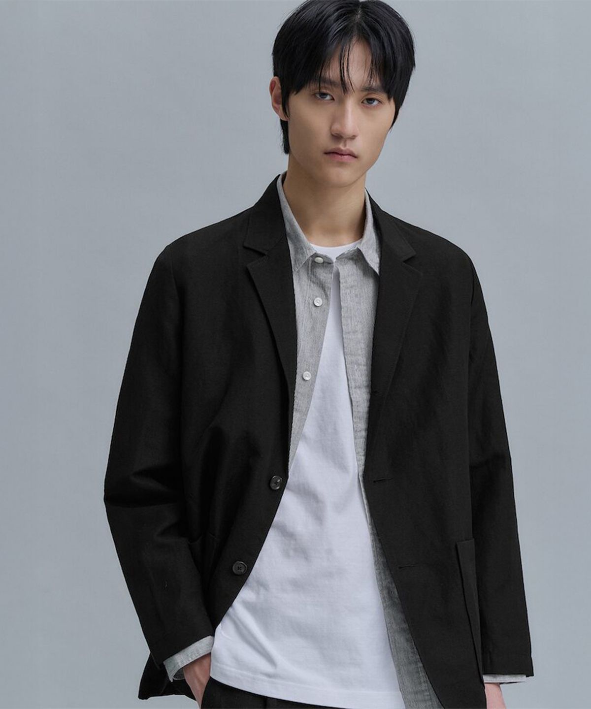시프트지(SHIFT.G) Wool Linen Editor SetUp Jacket  Black