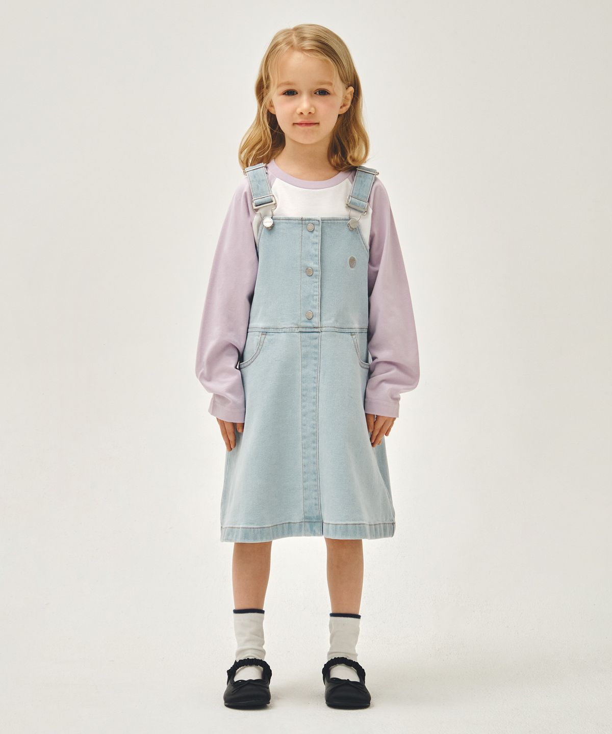 마리떼 키즈(MARITHÉ KIDS) KIDS W A-LINE DENIM OVERALL SKIRT light blue