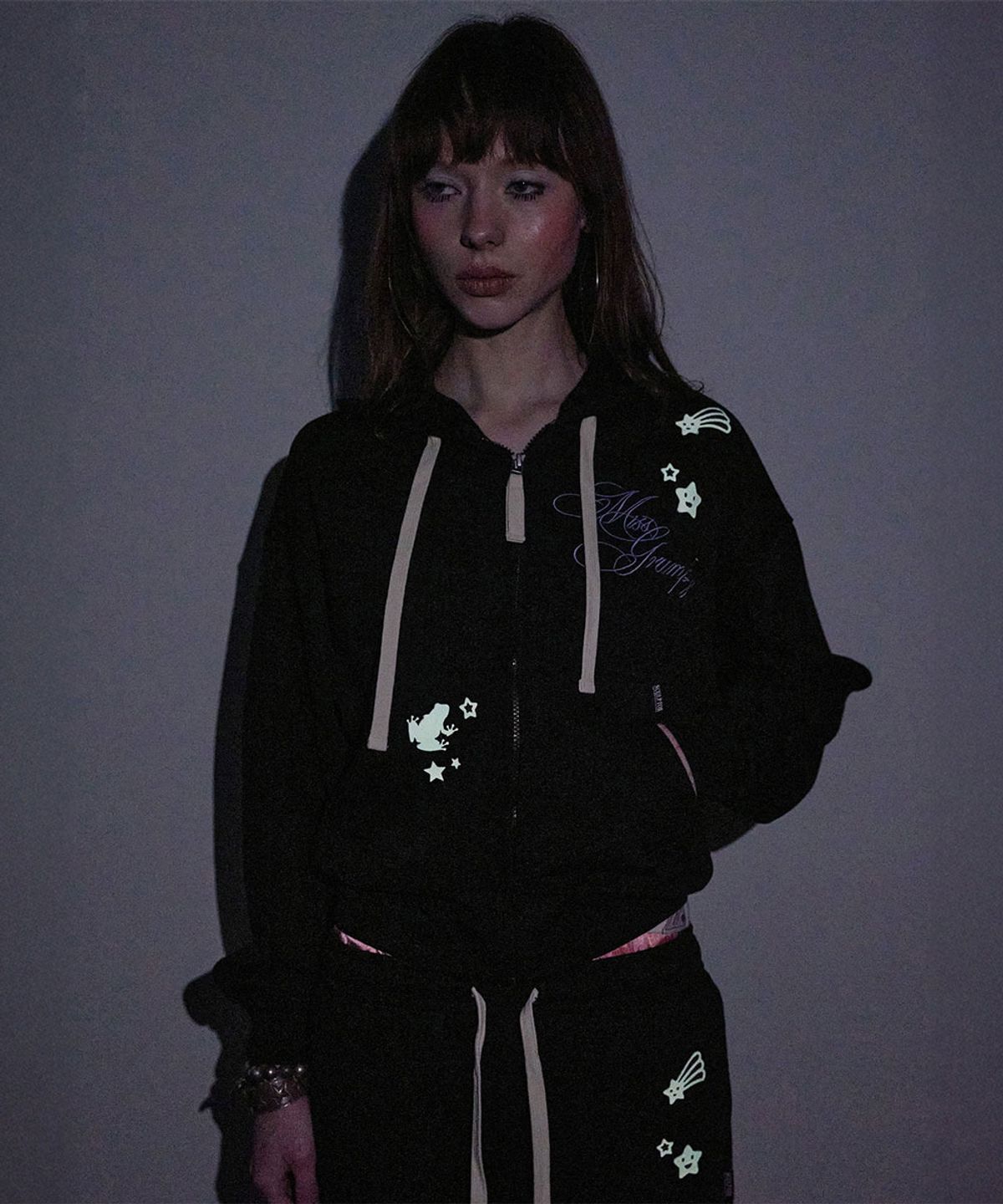 스컬프터(SCULPTOR) Glow In The Dark Zip-Up Hoodie Black