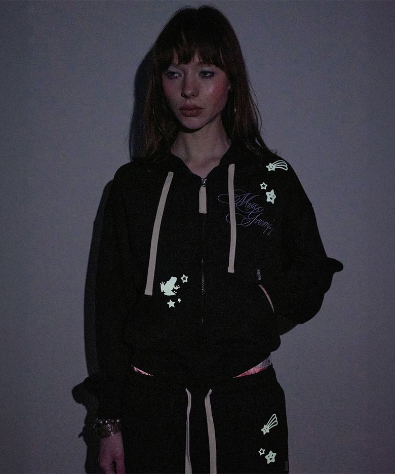 Glow In The Dark Zip-Up Hoodie Black