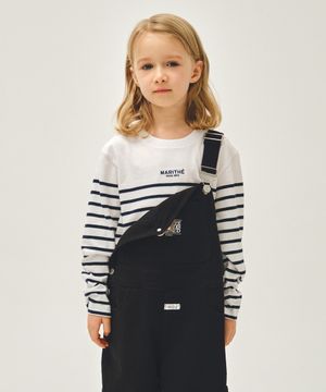 KIDS BORDER STRIPE LONG SLEEVE TEE navy
