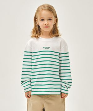 KIDS BORDER STRIPE LONG SLEEVE TEE green