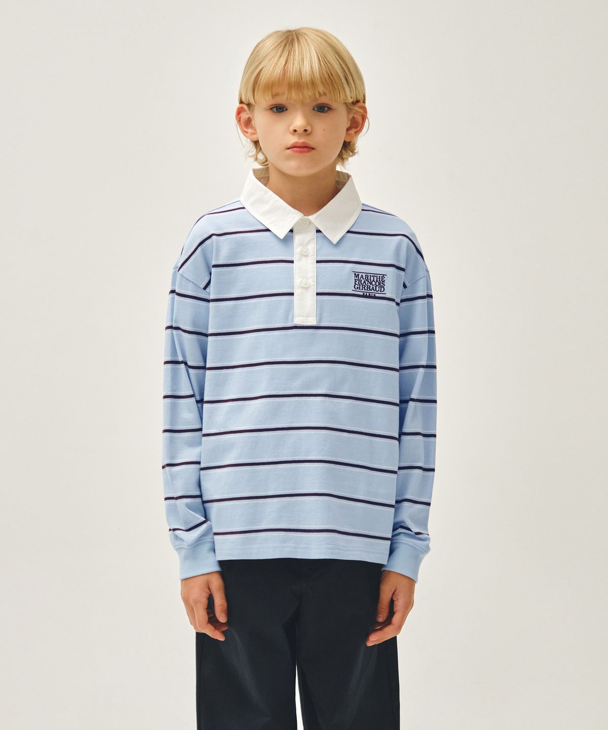 마리떼 키즈(MARITHÉ KIDS) KIDS COLLAR STRIPE LONG SLEEVE TEE light blue
