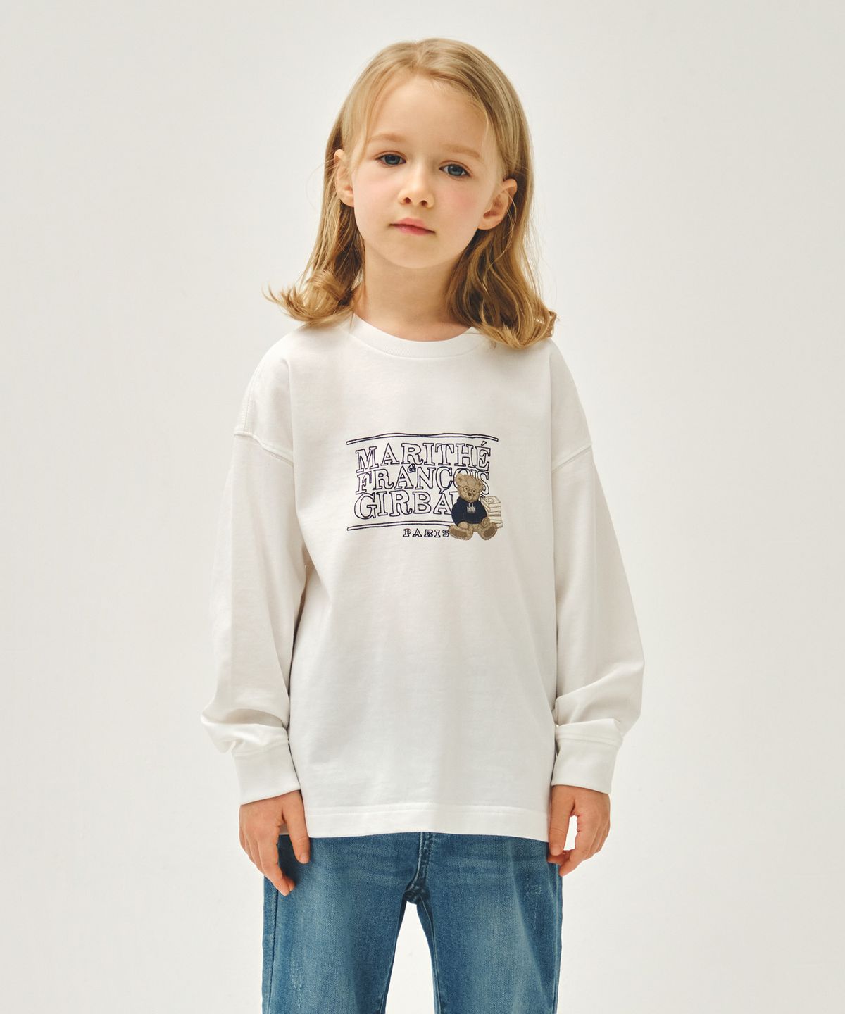 마리떼 키즈(MARITHÉ KIDS) KIDS DOODLE CLASSIC LOGO LONG SLEEVE TEE white