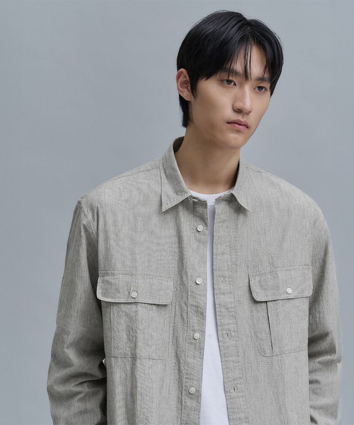 시프트지(SHIFT.G) Relax fit Micropattern Shirts  Grey