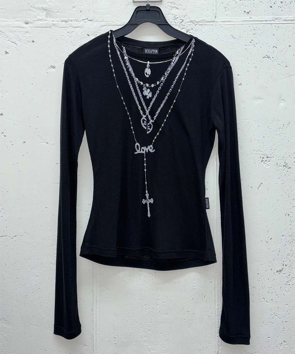 스컬프터(SCULPTOR) Faux Necklace Tee Black/Silver