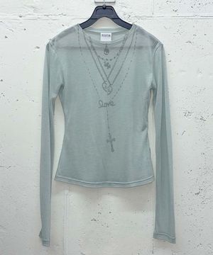 Faux Necklace Tee Pale Blue