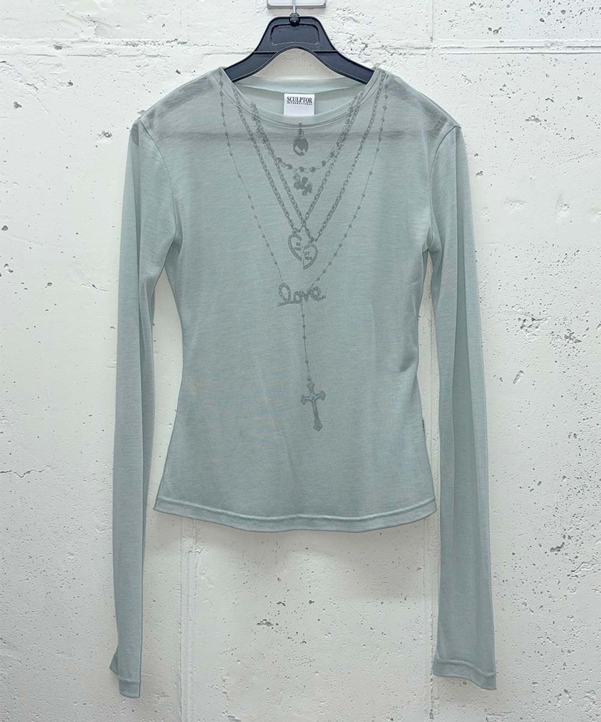 스컬프터(SCULPTOR) Faux Necklace Tee Pale Blue