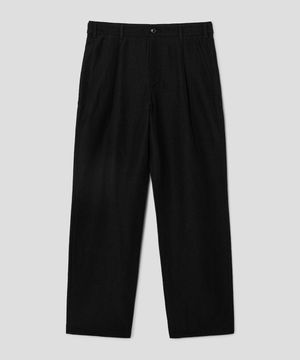 Wool Linen Editor SetUp Pants  Black