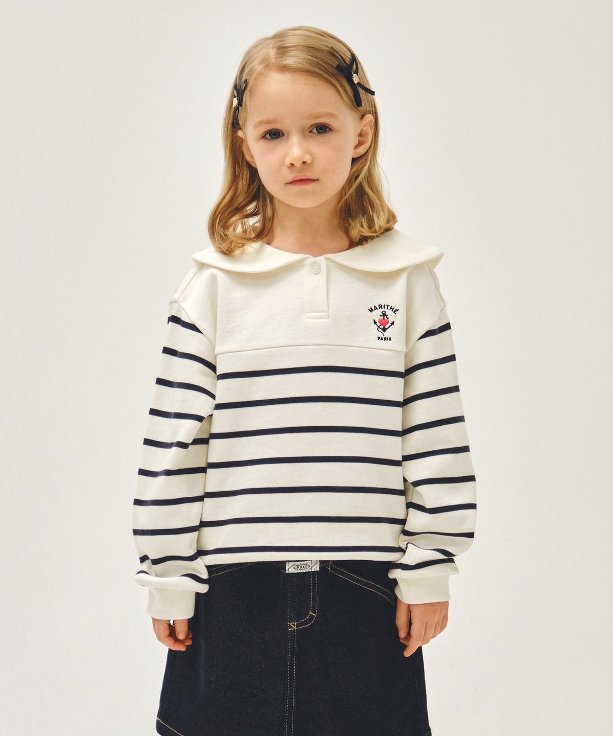 마리떼 키즈(MARITHÉ KIDS) KIDS W SAILOR STRIPE SWEATSHIRT navy