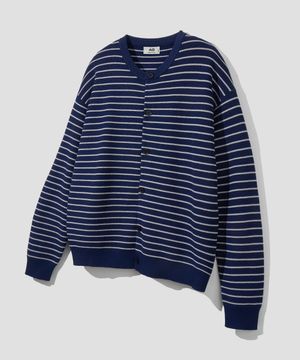 스트라이프 니트 가디건 [네이비]