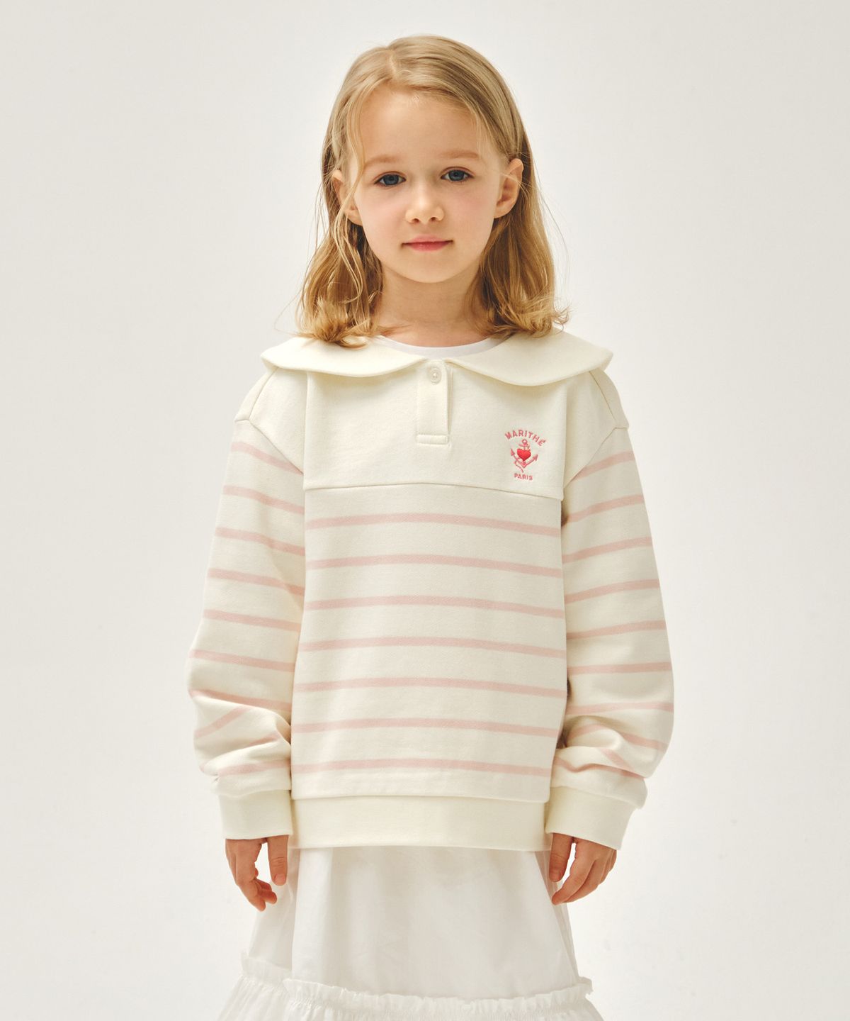 마리떼 키즈(MARITHÉ KIDS) KIDS W SAILOR STRIPE SWEATSHIRT pink
