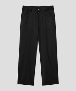 Wool Blended Semi Wide Slacks  Black
