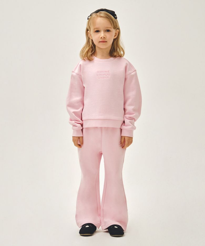 KIDS W BOOTS CUT CROP SWEAT SET-UP pink