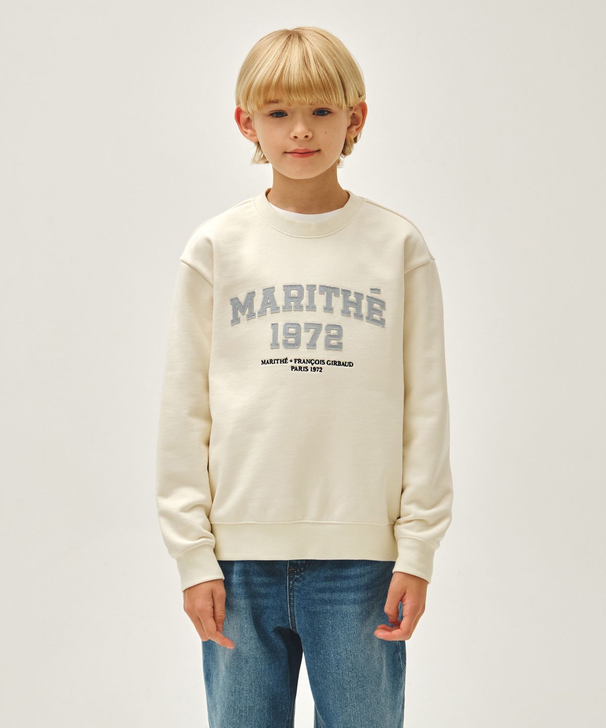 마리떼 키즈(MARITHÉ KIDS) KIDS DENIM APPLIQUE SWEATSHIRT ivory