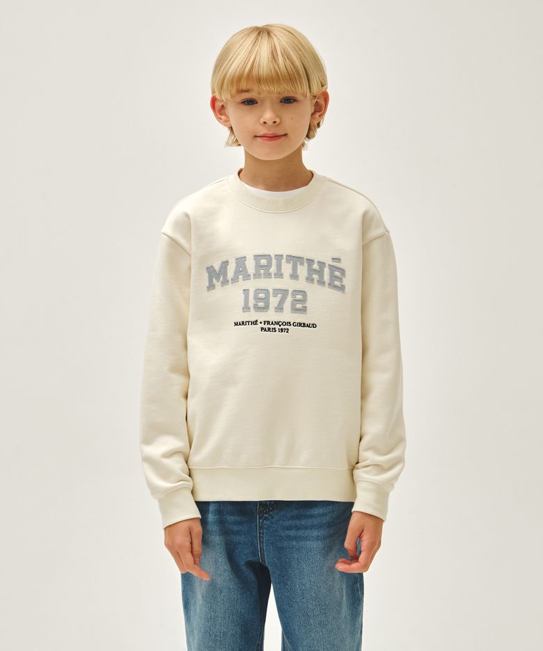 KIDS DENIM APPLIQUE SWEATSHIRT ivory