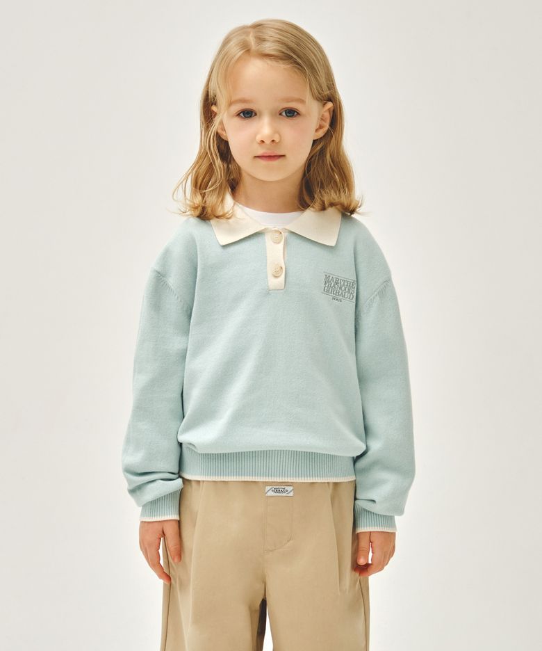 KIDS SMALL CLASSIC LOGO COLLAR KNIT PULLOVER mint