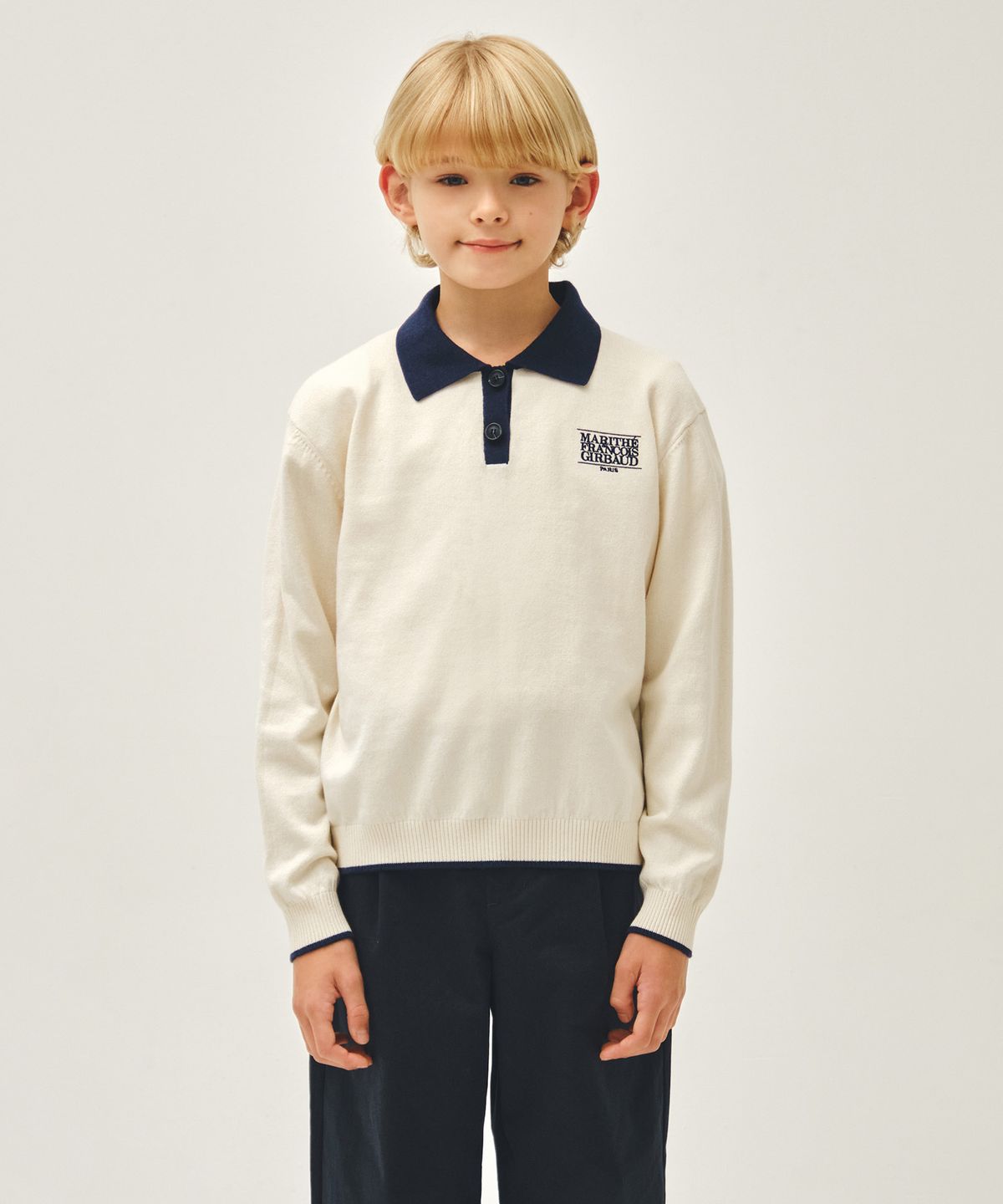 마리떼 키즈(MARITHÉ KIDS) KIDS SMALL CLASSIC LOGO COLLAR KNIT PULLOVER ivory
