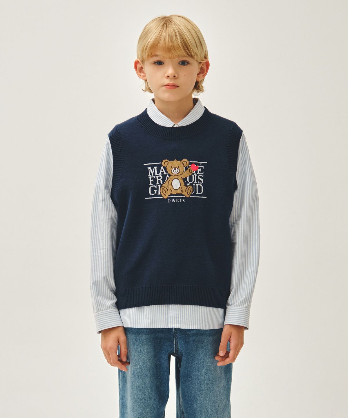 마리떼 키즈(MARITHÉ KIDS) KIDS BEAR CLASSIC LOGO KNIT VEST navy
