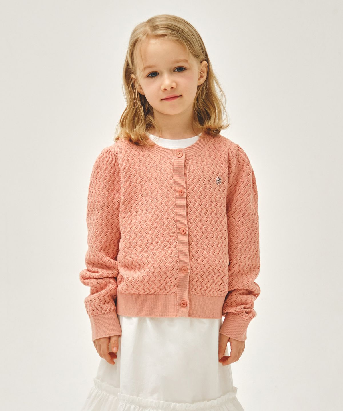 마리떼 키즈(MARITHÉ KIDS) KIDS W POINTELLE KNIT CARDIGAN coral pink