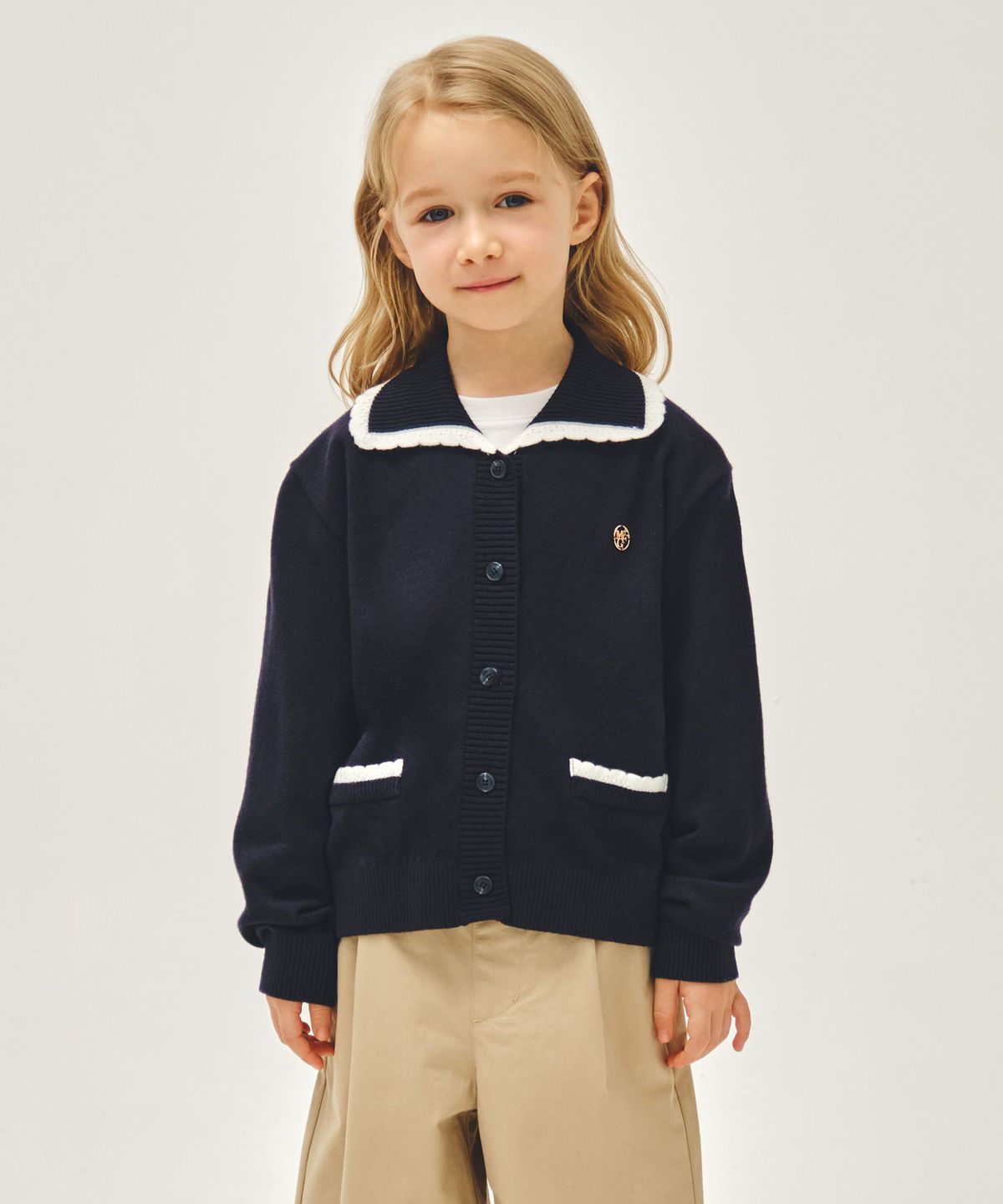 마리떼 키즈(MARITHÉ KIDS) KIDS W LACE COLLAR CARDIGAN navy