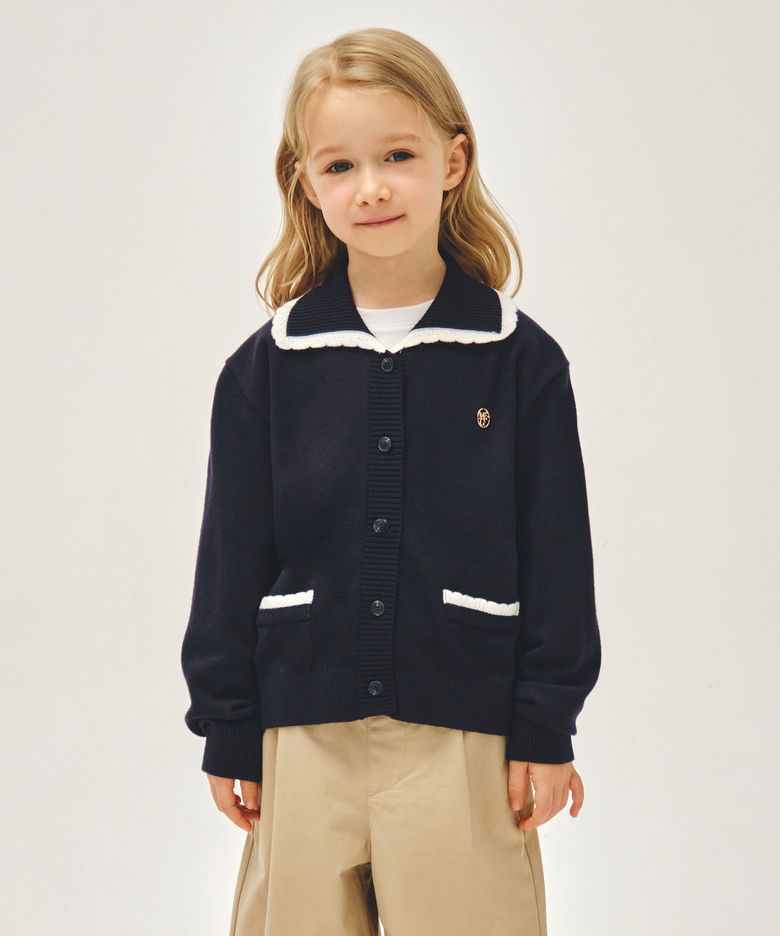 KIDS W LACE COLLAR CARDIGAN navy