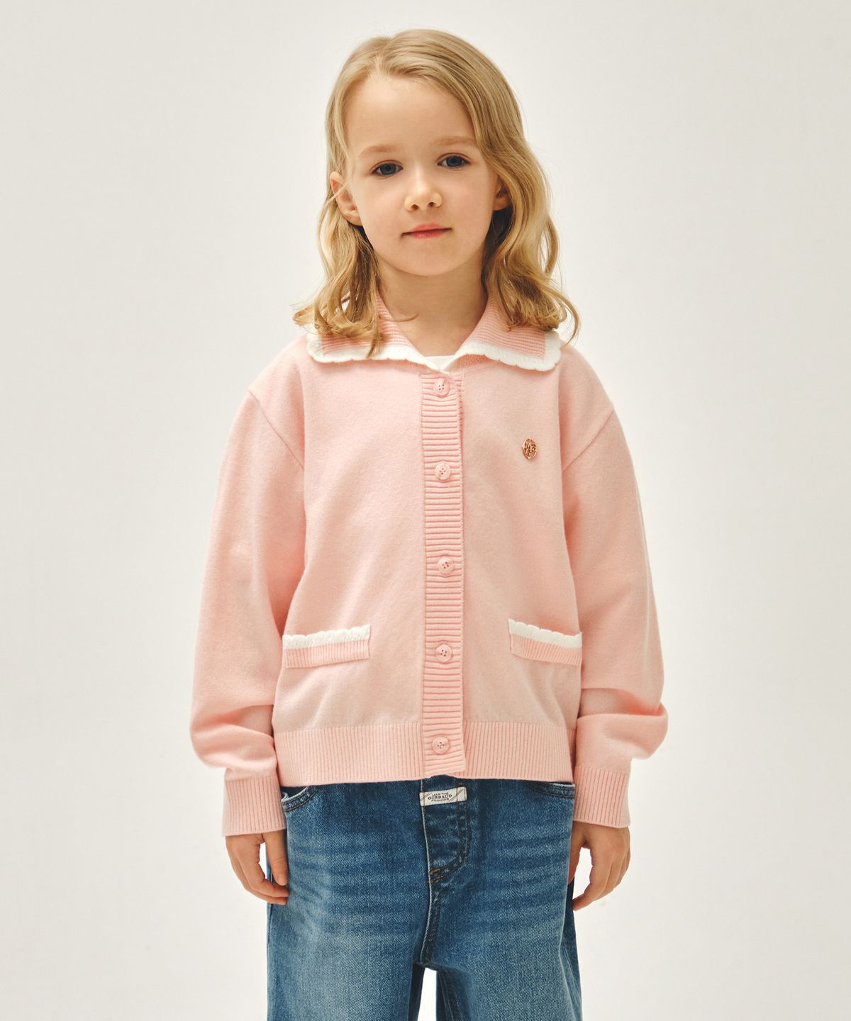 마리떼 키즈(MARITHÉ KIDS) KIDS W LACE COLLAR CARDIGAN pink