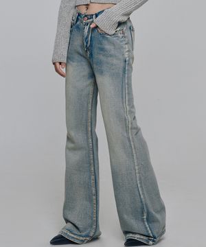 부츠컷 워싱 데님팬츠 연청