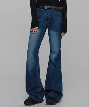 부츠컷 워싱 데님팬츠 진청