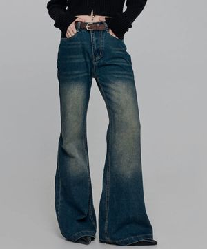 부츠컷 워싱 데님팬츠 샌드워싱