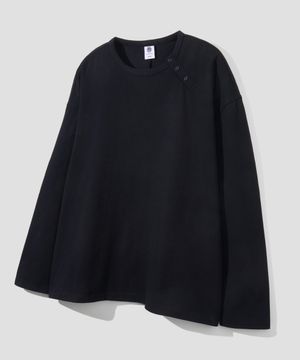 사이드 버튼 헨리넥 롱 슬리브 [블랙]