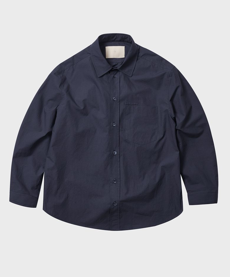 컴포트 코튼 솔리드 셔츠, CHARCOAL NAVY