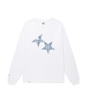 TWIN STAR CHECK APPLIQUE LS TEE WHITE(CV2GSUT555A)
