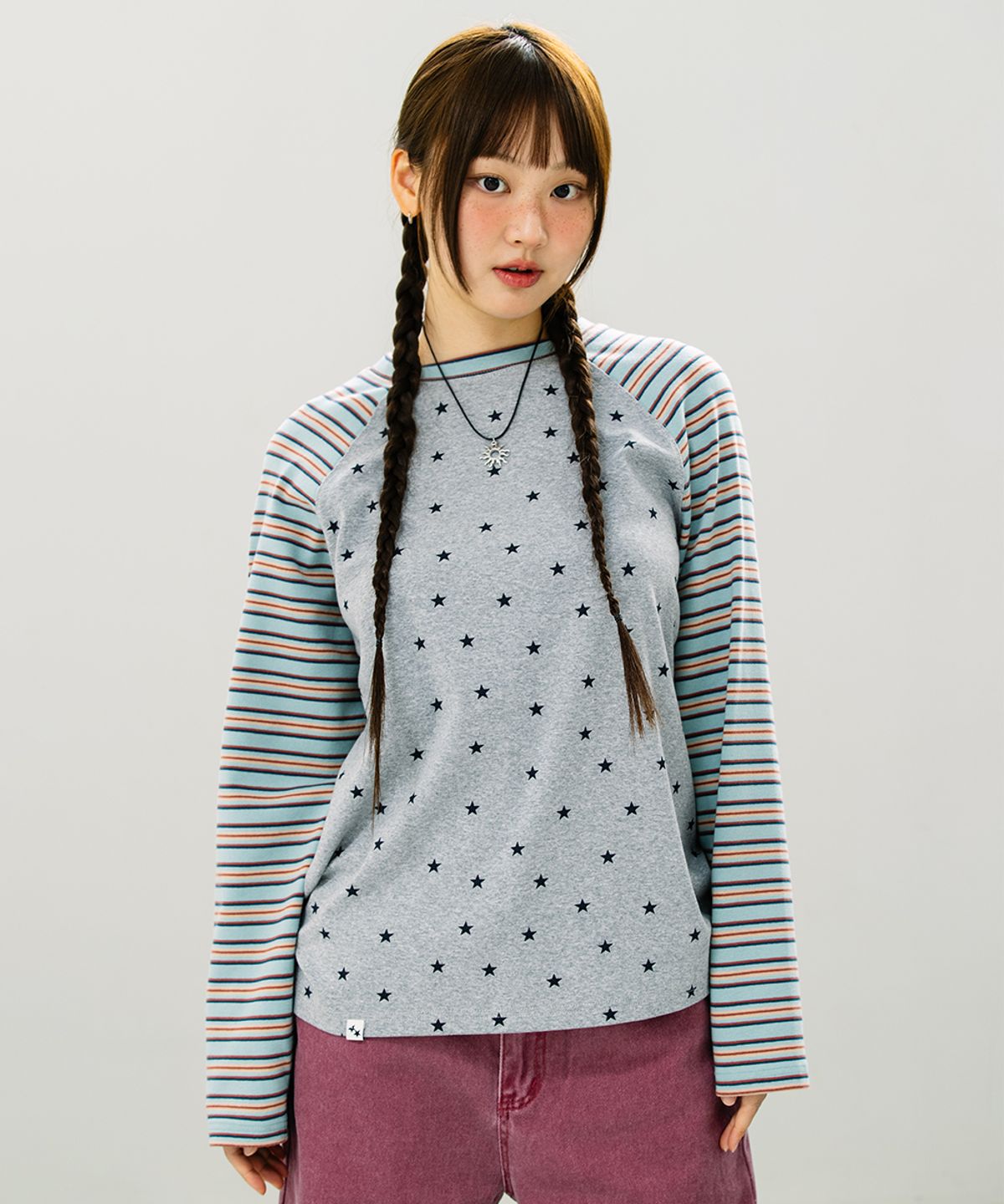 카비시(CAVISH) STRIPED STAR RAGLAN LS TEE GREY(CV2GSFT550A)