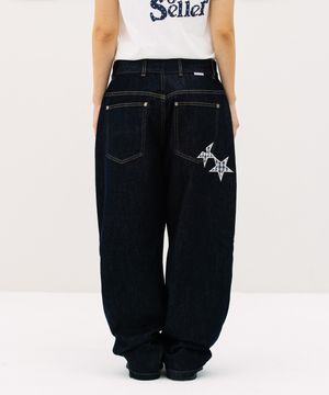 CHECK APPLIQUE DENIM PANTS BLUE(CV2GSFD111A)