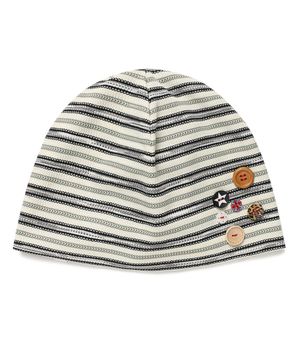 STRIPED BUTTON BEANIE IVORY(CV2GSUAB21A)