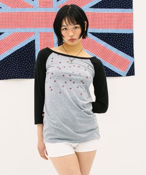 U NECK STAR RAGLAN LS TEE GREY(CV2GSFT553A)