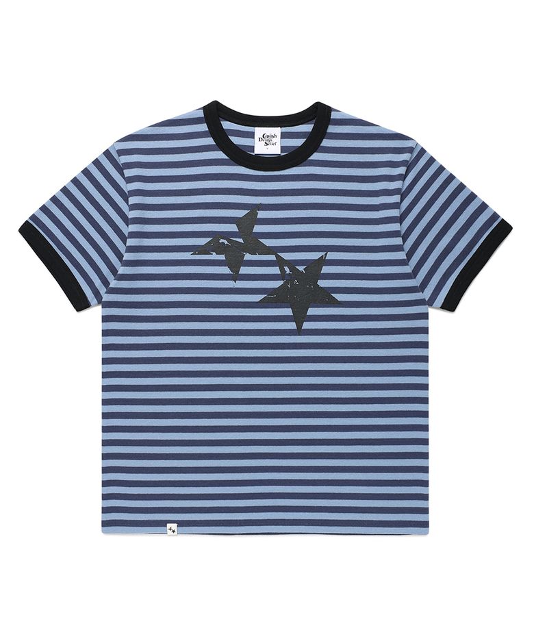 STRIPED TWIN STAR RINGER SS TEE BLUE(CV2GMUT505A)