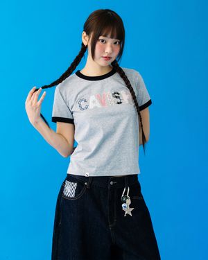 CAVISH APPLIQUE RINGER SS TEE MELANGE GREY(CV2GMUT509A)