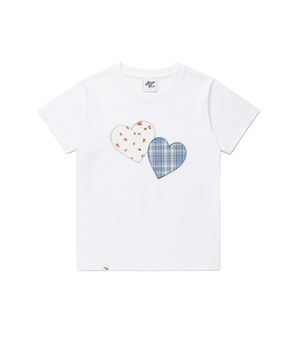 W TWIN HEART APPLIQUE SS TEE WHITE(CV2GMFT519A)