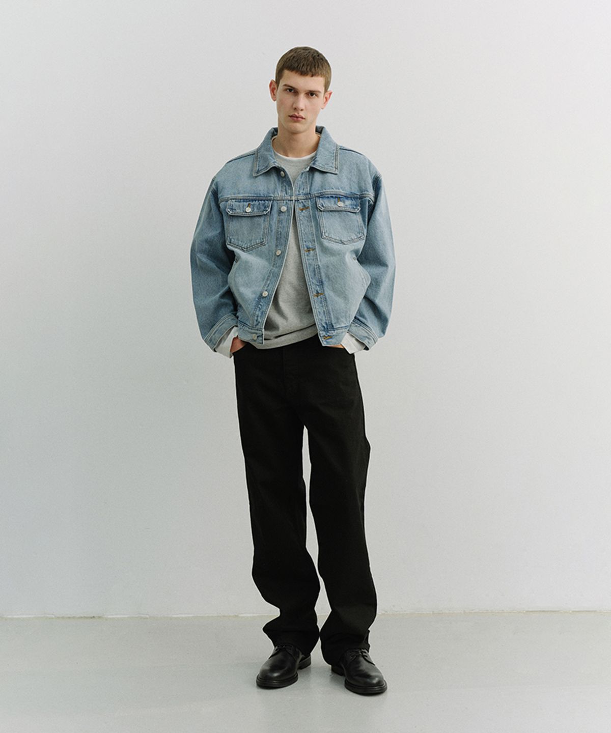 던스트 포 맨(DUNST FOR MEN) DENIM TRUCKER JACKET_UNISEX_UDJU6A108_LIGHT BLUE