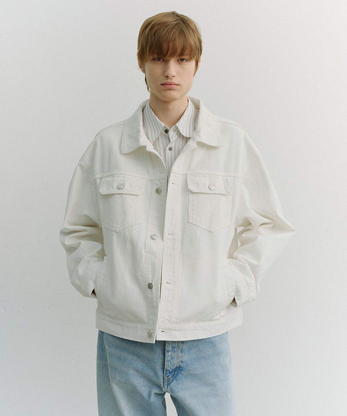 던스트 포 맨(DUNST FOR MEN) DENIM TRUCKER JACKET_UNISEX_UDJU6A108_IVORY