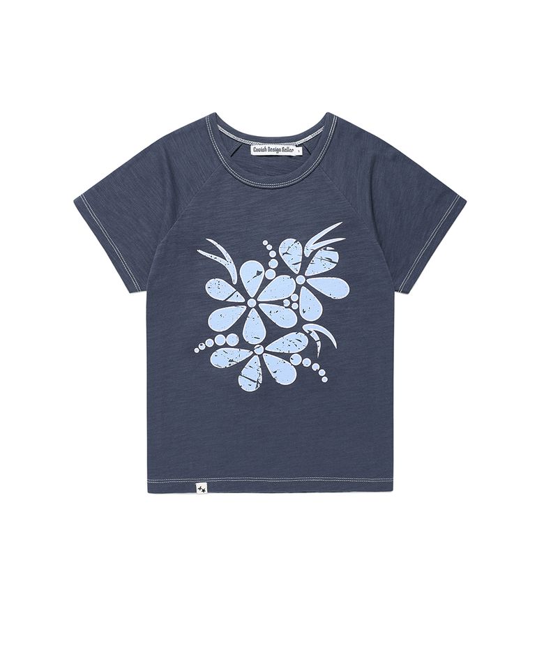 VINTAGE FLOWER RAGLAN SS TEE NAVY(CV2GMFT510A)