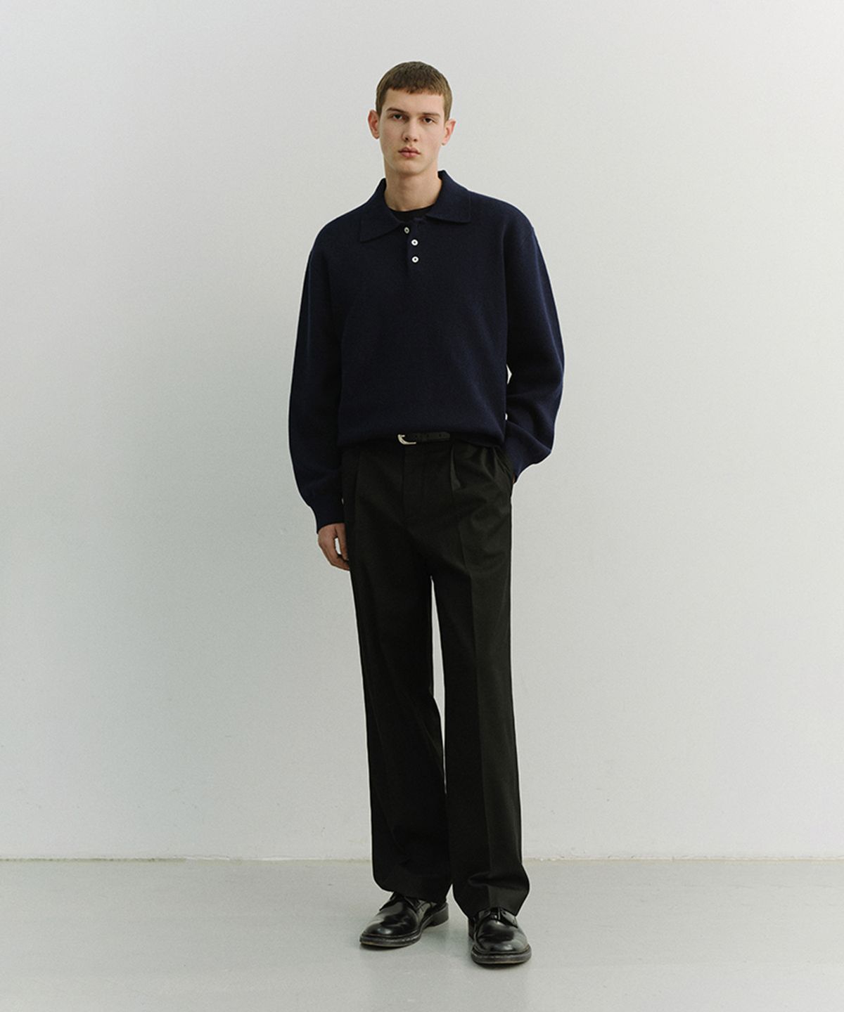 던스트 포 맨(DUNST FOR MEN) CASHMERE COLLARED SWEATER_UNISEX_UDSW6A104_NAVY